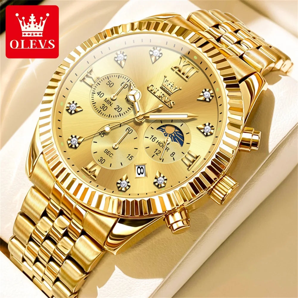 OLEVS Men's Lunar Phase Chronograph Quartz Watch