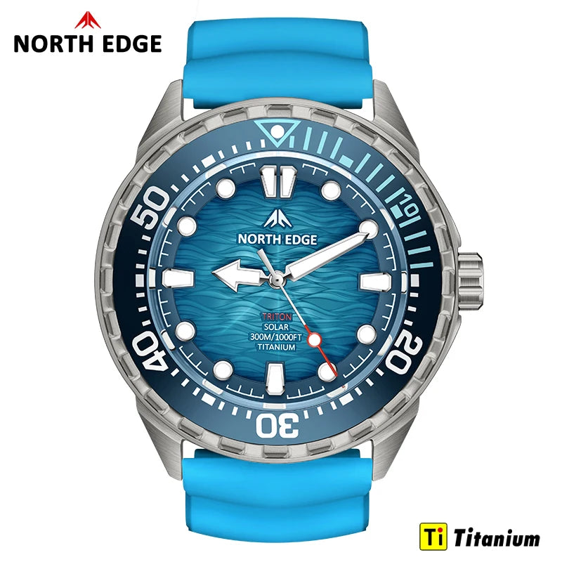 NORTH EDGE TRITON-TI Solar-Powered Titanium Diving Watch – 300M Waterproof