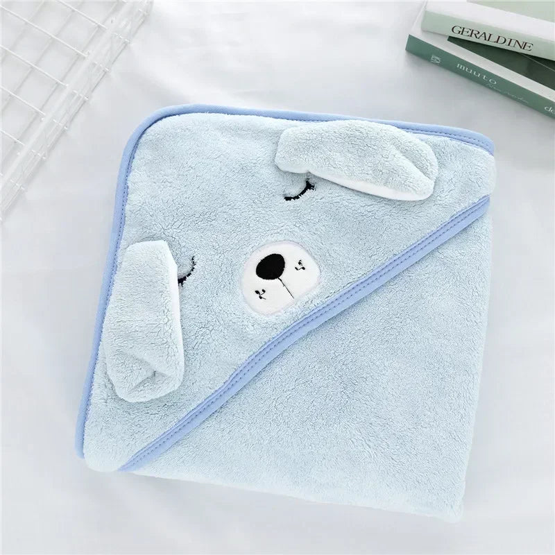 Cozy Baby Bathrobe and Towel - Soft Hooded Cartoon Coral Fleece for Boys and Girls - Pretty & Polished