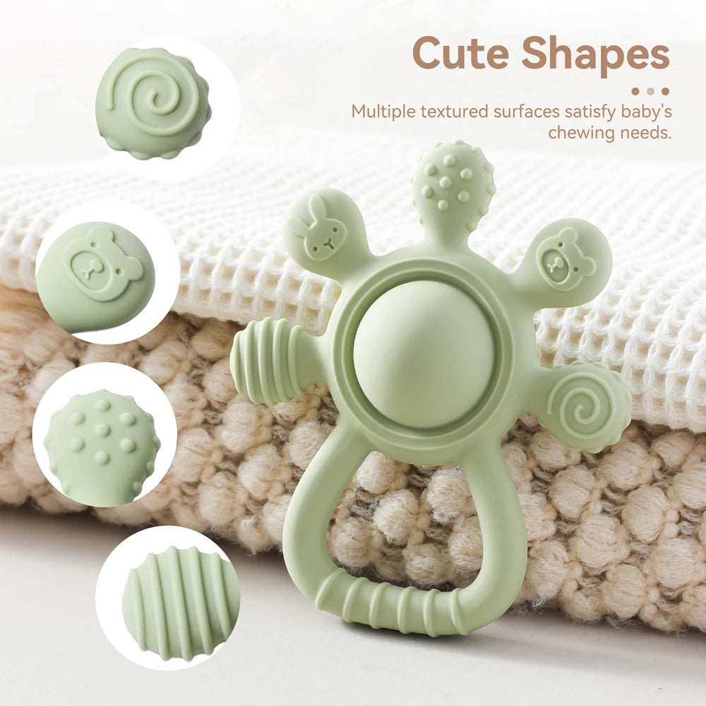 Gentle Gum Relief and Fun Playtime - BPA Free Silicone Baby Teether - Pretty & Polished