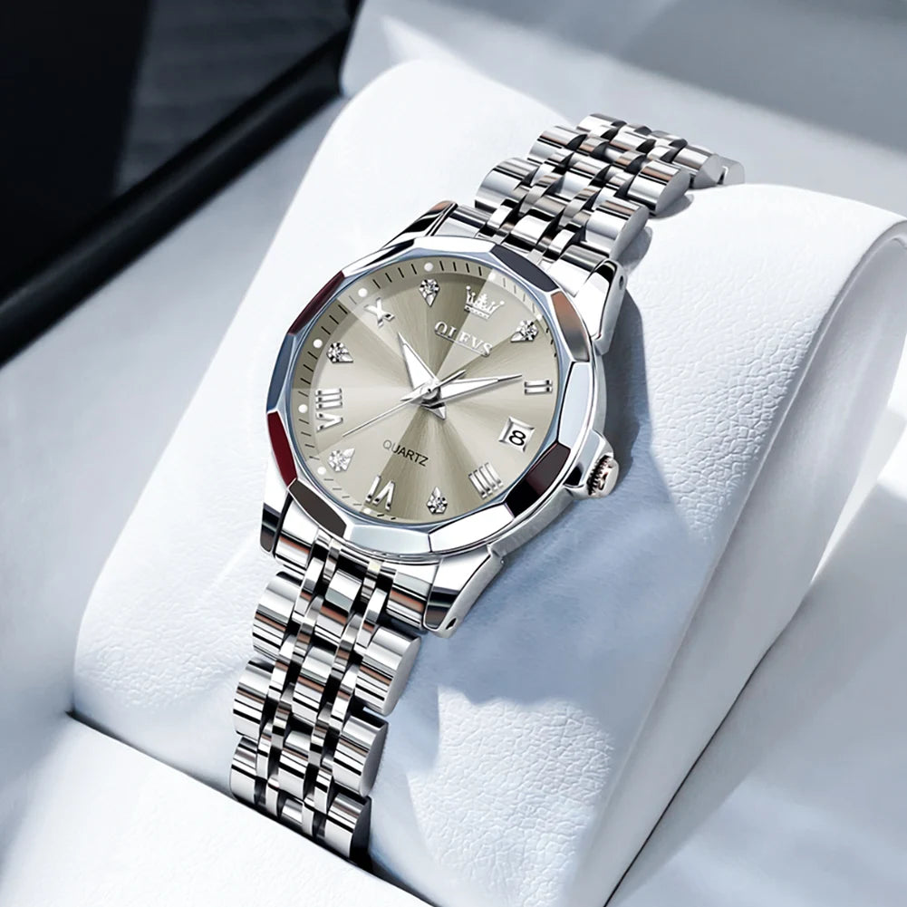 OLEVS Women's Elegant Quartz Watch – Stainless Steel Luminous