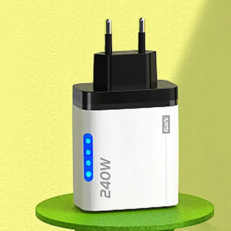 240W 5-Port GaN Charger – PD & QC3.0 USB-C Fast Charging for Travel & Office
