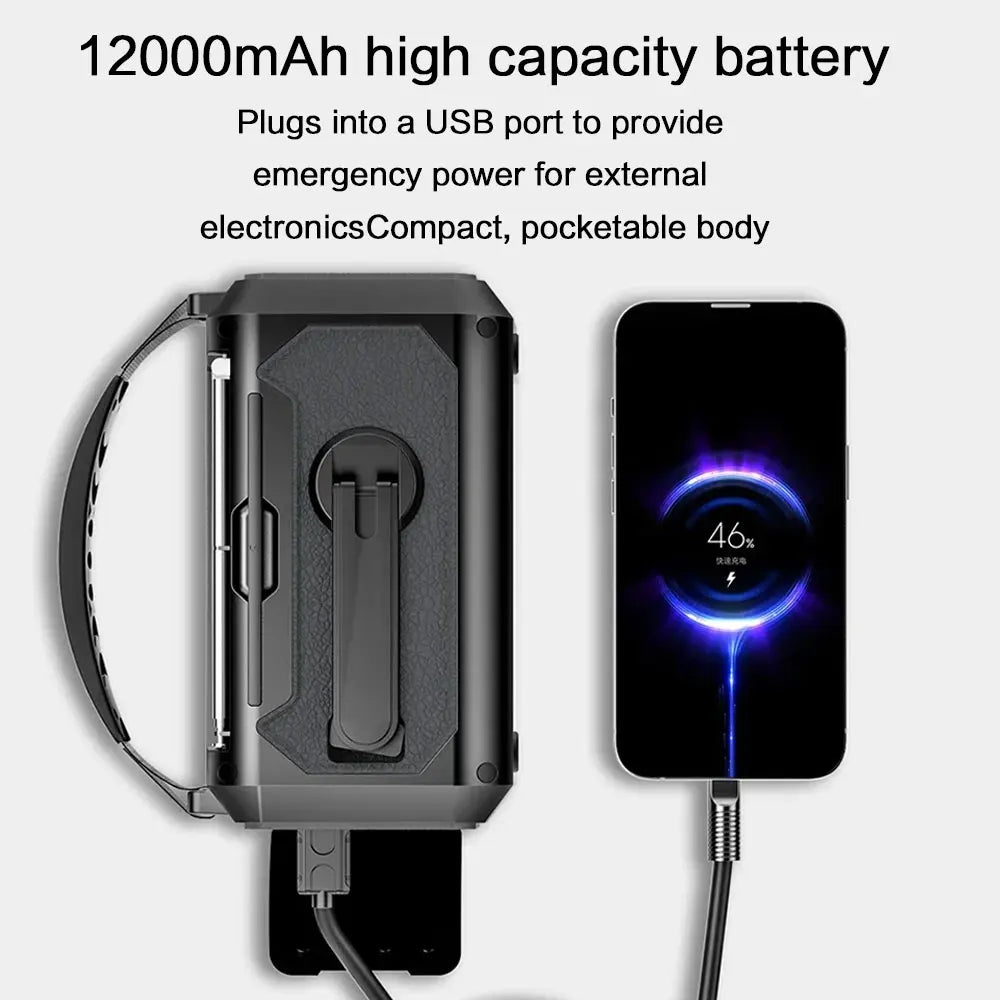 12000mAh Solar Hand Crank Emergency Radio – AM/FM/NOAA Weather, Reading Lamp & Power Bank