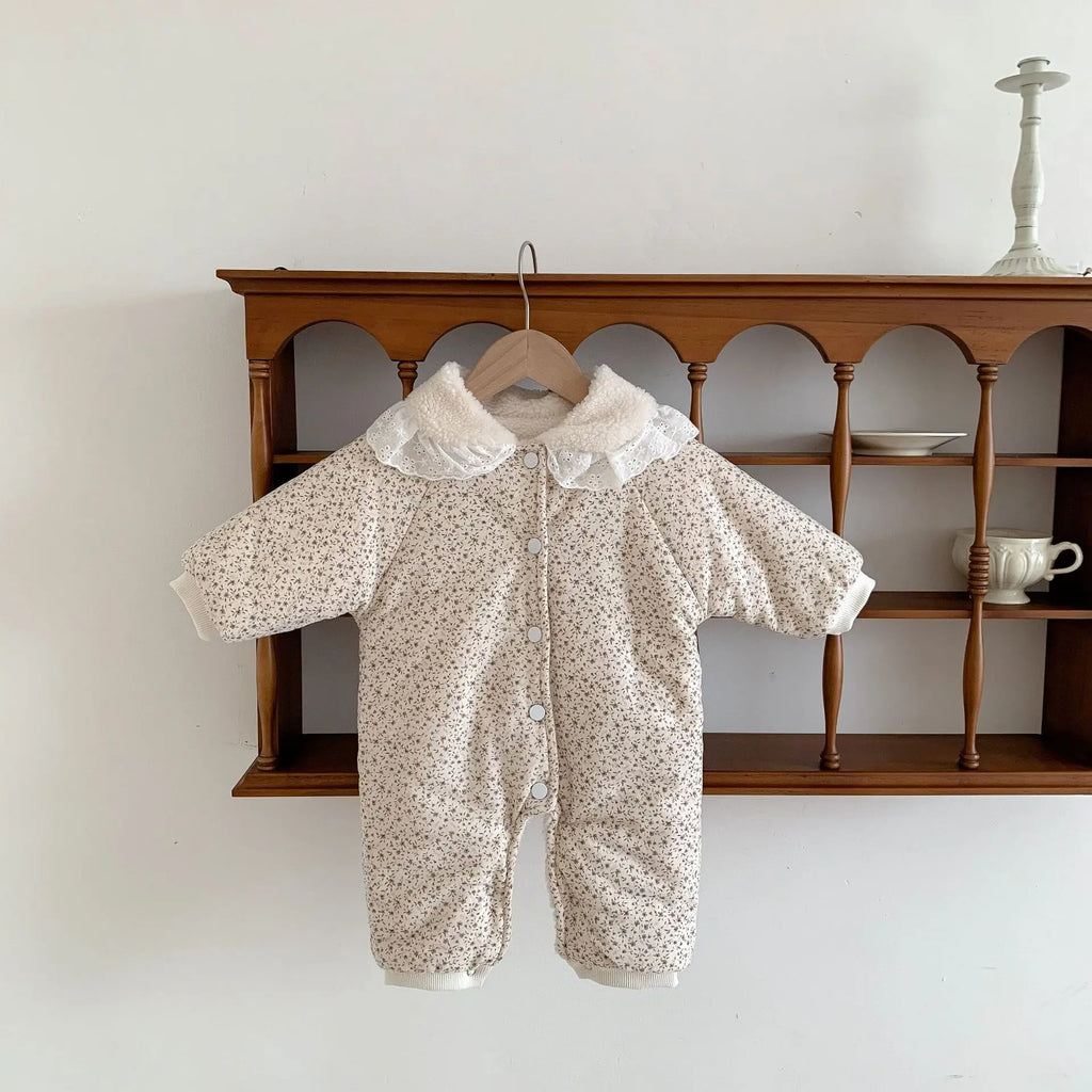 Korean Baby Cotton Jumpsuit - Cozy Floral Hooded Snuggles for Your Little One