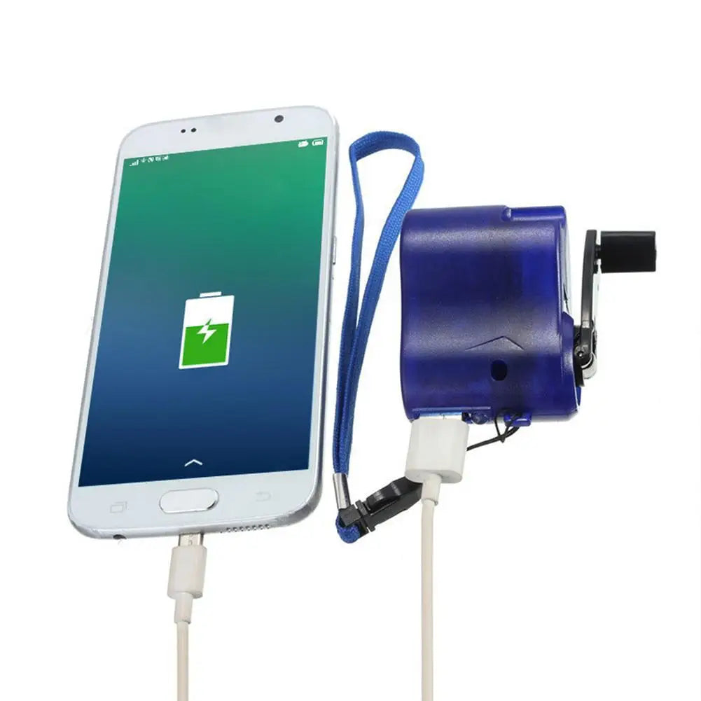 Portable Hand-Crank Emergency Charger – Power Bank & USB Light for Camping