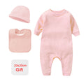 Cozy Cotton Newborn Baby Clothing Set - 4 Pcs Romper Bonnet Bibs for Hospital Outfits