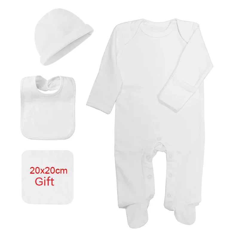 Cozy Cotton Newborn Baby Clothing Set - 4 Pcs Romper Bonnet Bibs for Hospital Outfits