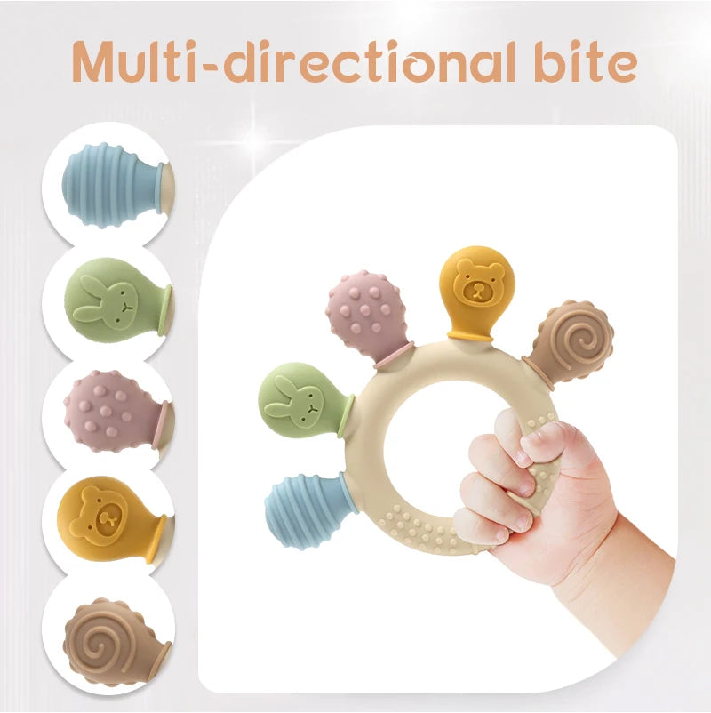 BPA Free Baby Silicone Teether - Safe & Fun Chewing Toy for Your Little Ones - Pretty & Polished