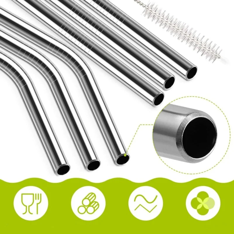 Stainless Steel Replacement Straws for Stanley Cup – 2-Pack with Silicone Tips & Cleaning Brush