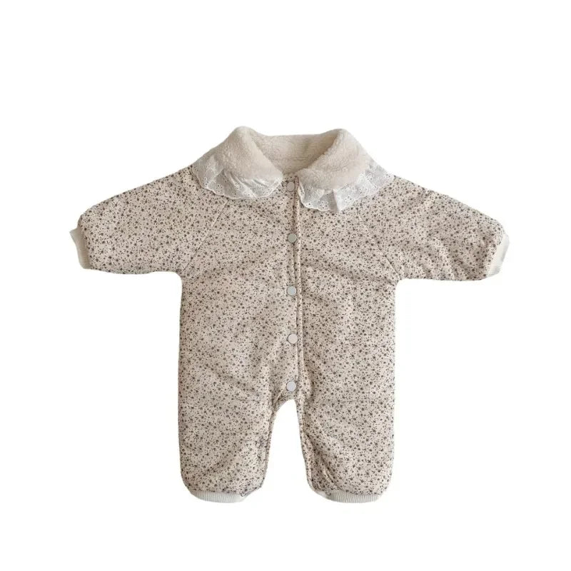 Korean Baby Cotton Jumpsuit - Cozy Floral Hooded Snuggles for Your Little One