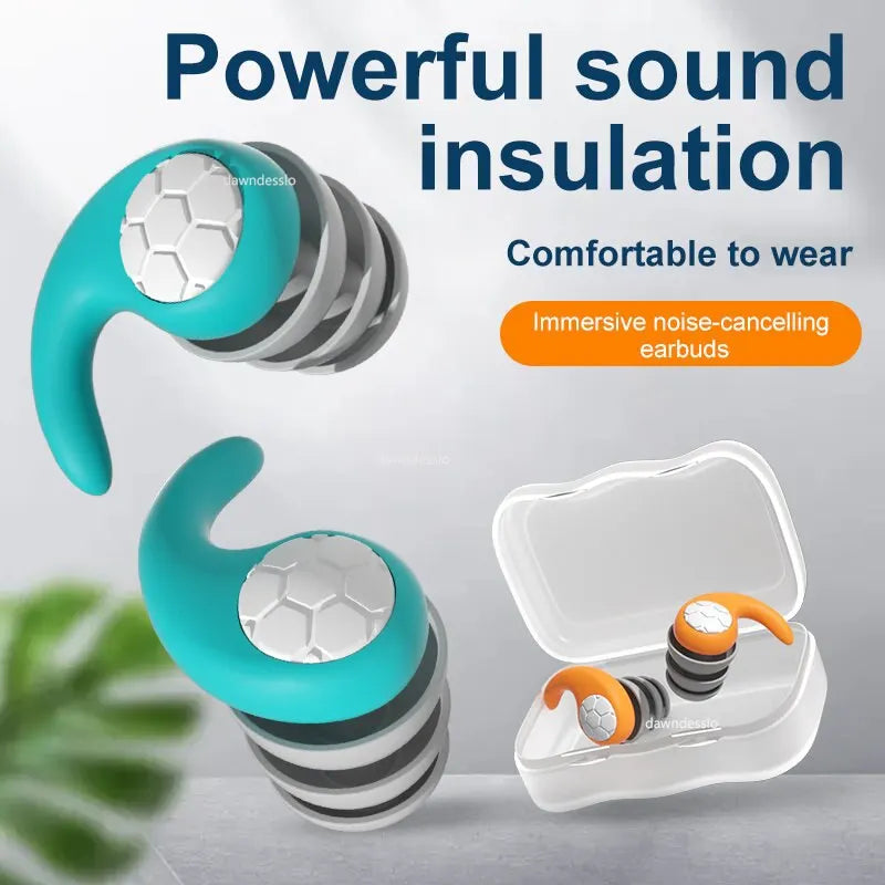 Silicone Noise Cancelling Earplugs – 3-Layer Waterproof Filter for Sleep & Swimming