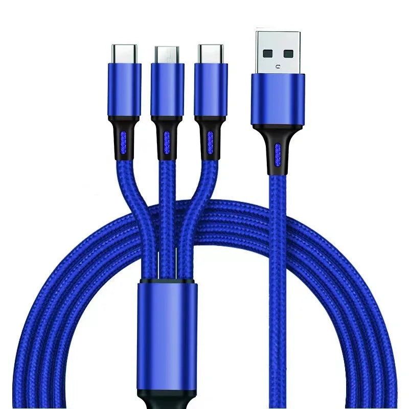 120W Fast Charging Multi Cable – Nylon Braided USB for iOS, Android & USB-C