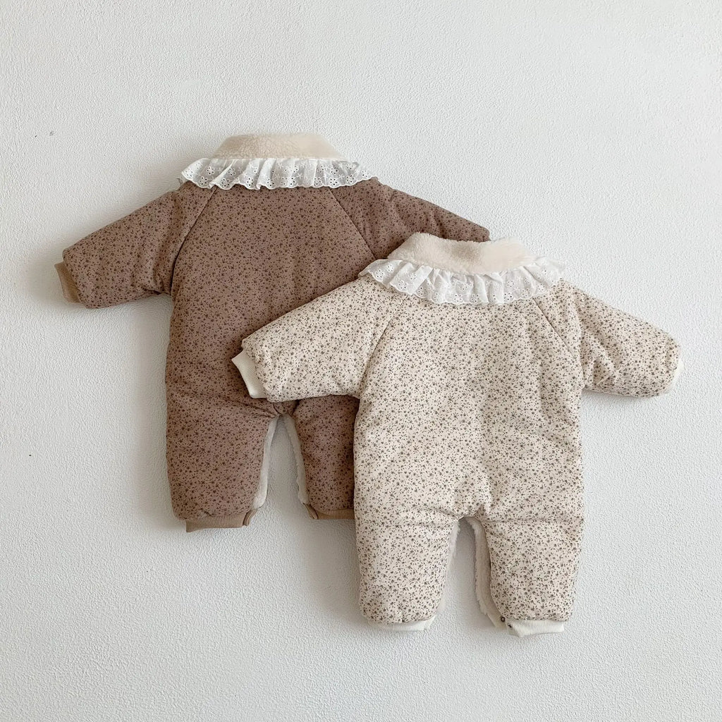 Korean Baby Cotton Jumpsuit - Cozy Floral Hooded Snuggles for Your Little One