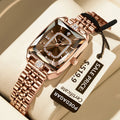 POEDAGAR Women's Elegant Rectangle Quartz Watch – Stainless Steel