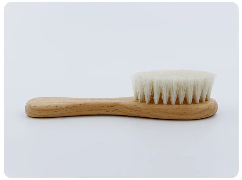 Soft Baby Wood Brush Set Newborn Baby Stuff Natural Wool Comb Infant Hair Brush Head Massager Portable Kid Baby Bath Accessories - Pretty & Polished