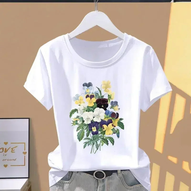 Women's Flower Graphic Print T-Shirt – Harajuku Streetwear Tee
