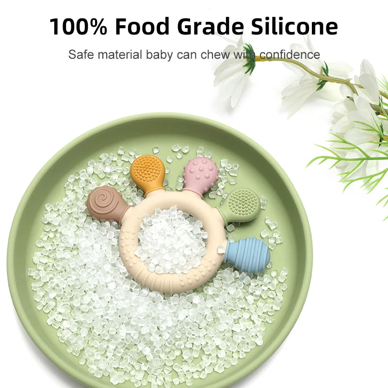 BPA Free Baby Silicone Teether - Safe & Fun Chewing Toy for Your Little Ones - Pretty & Polished