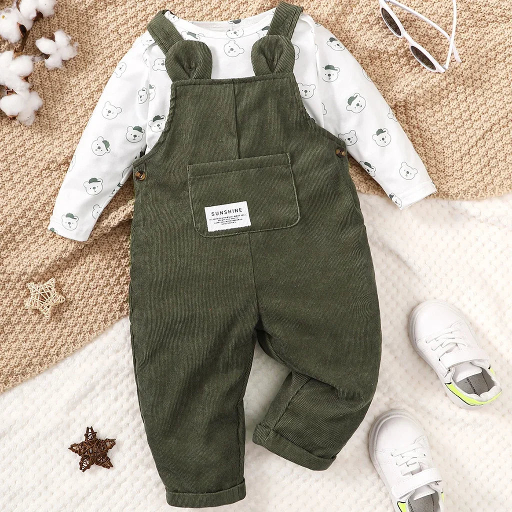 Adorable Toddler Bear Print Clothing Set: Perfect for Your Little One's Autumn and Winter Adventures