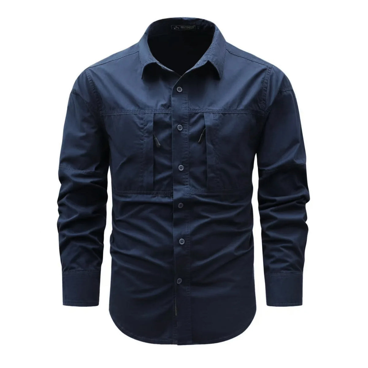 With 2 Chest Zipper Pockets Cargo Shirt Men's Quick Drying Skin Protective Long Sleeve Work Shirt Male Tops Outdoor