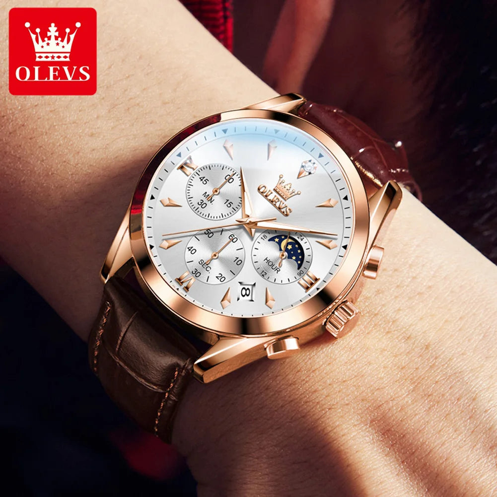 OLEVS Men's Luxury Multifunctional Quartz Watch – Luminous Waterproof