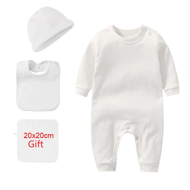 Cozy Cotton Newborn Baby Clothing Set - 4 Pcs Romper Bonnet Bibs for Hospital Outfits