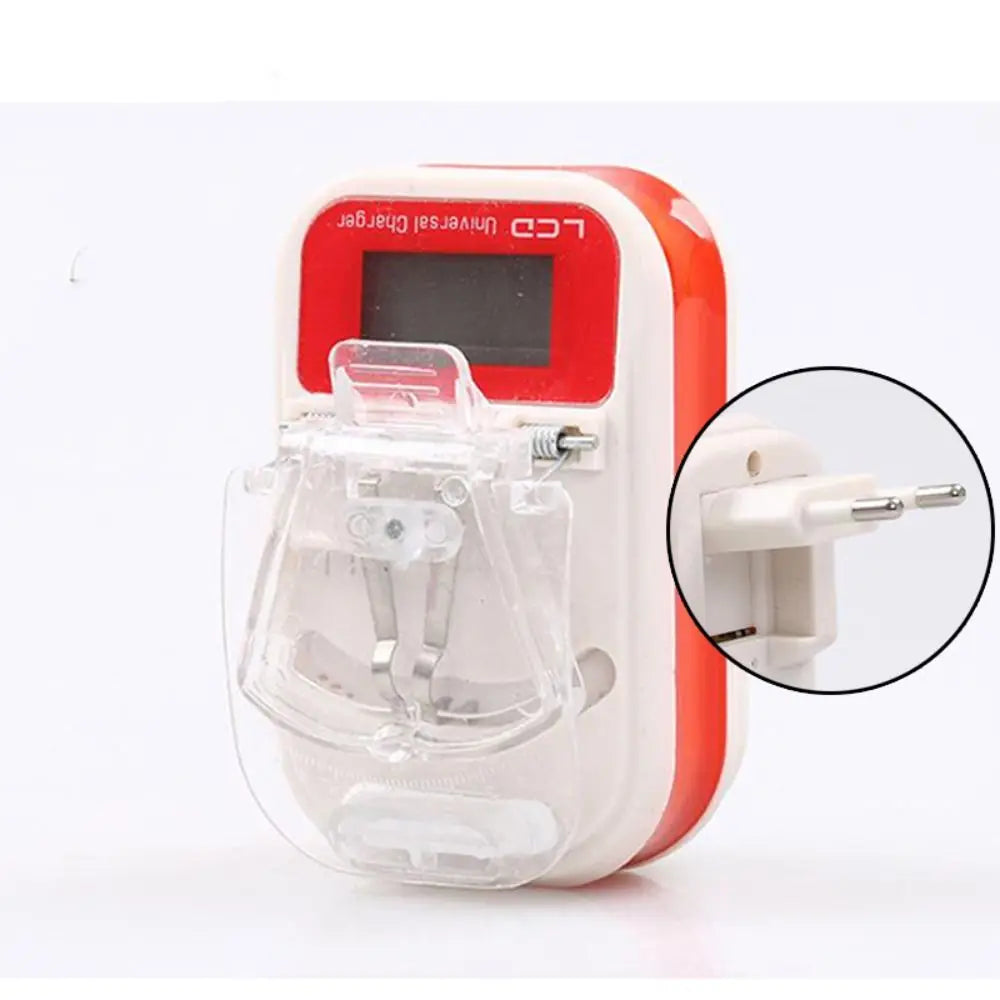 Portable Battery USB Charger with LCD Indicator – US/EU Plug Adapter
