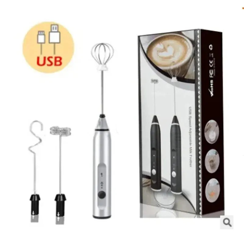 Portable Electric Milk Frother – USB Handheld Whisk for Cappuccino, Cream & Coffee