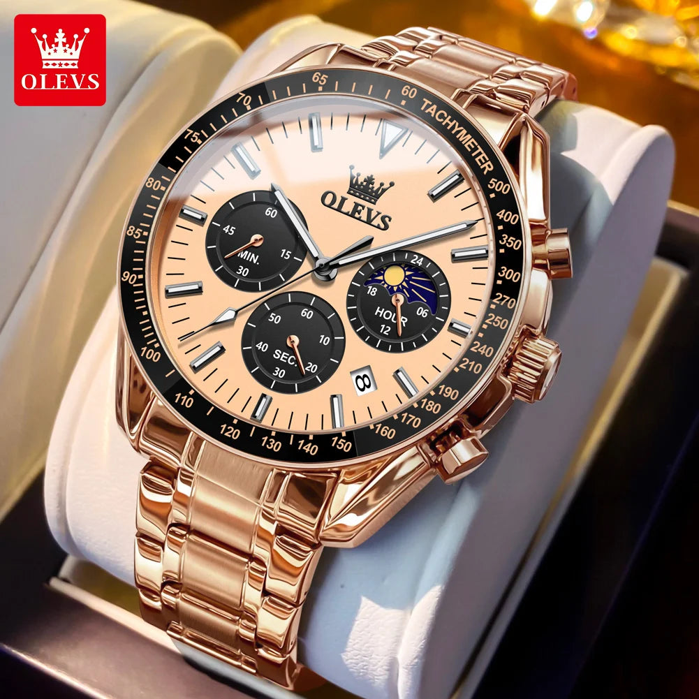 OLEVS Men's Multifunctional Chronograph Quartz Watch – With Gift Box