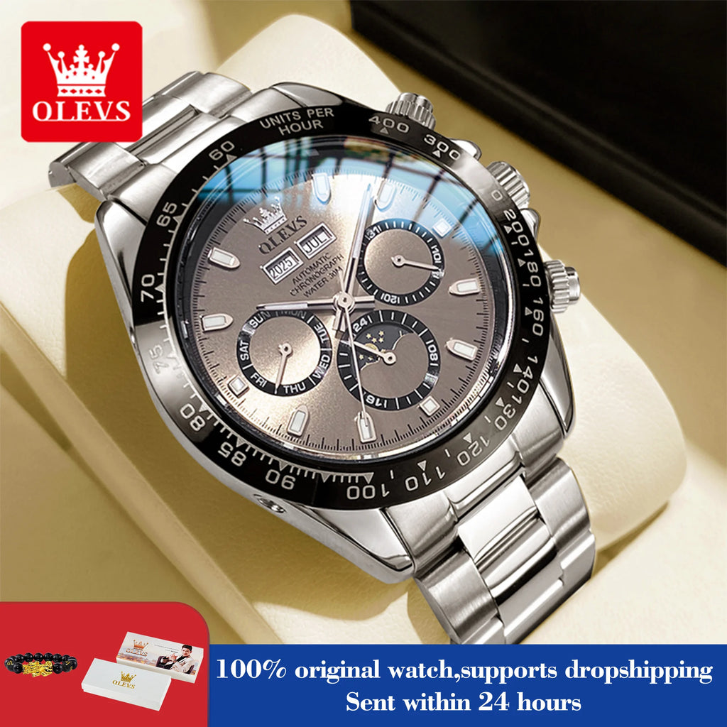 OLEVS Men's Automatic Mechanical Watch – Week & Calendar Display