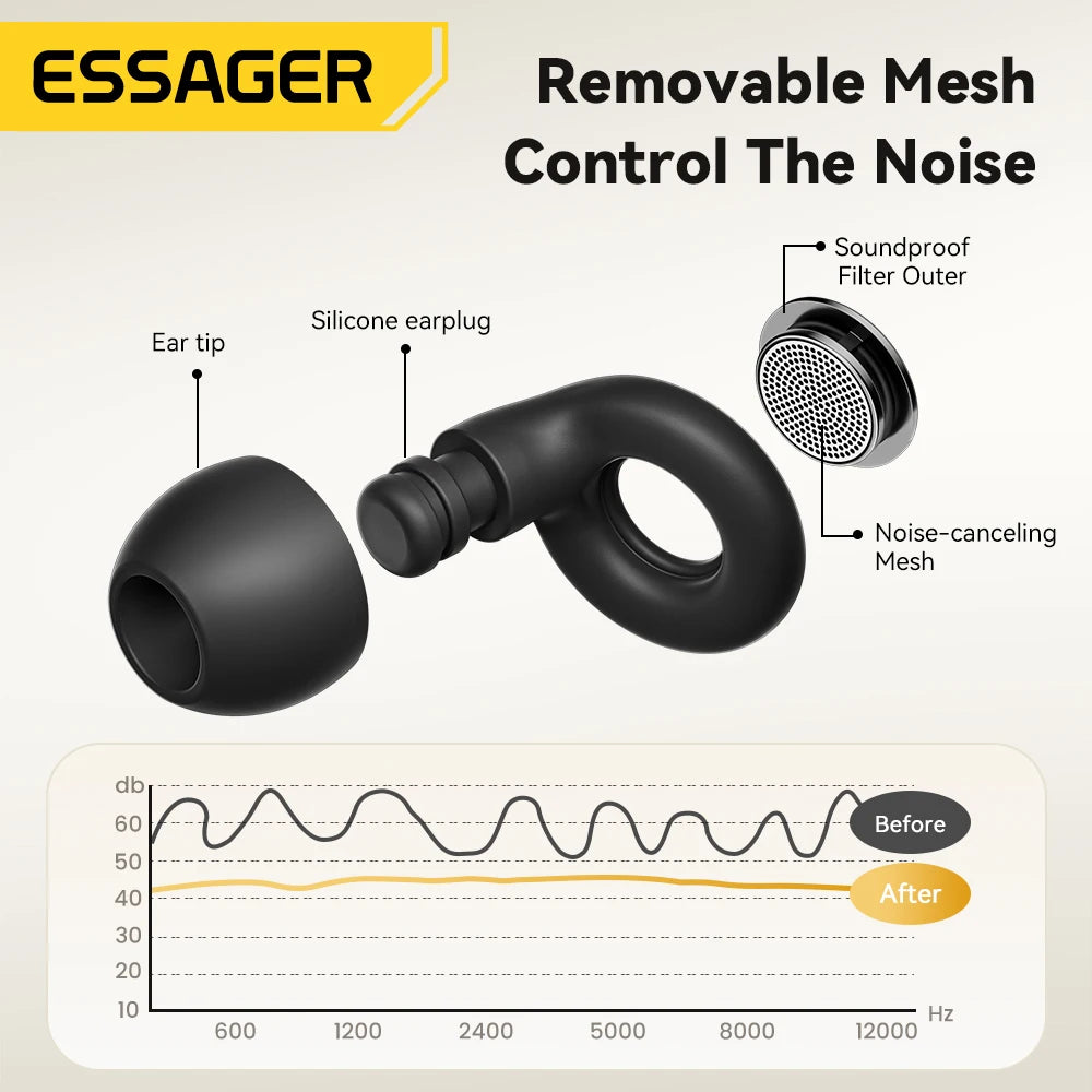 ESSAGER Noise Cancelling Silicone Earplugs – Sleep, Work, Study & Travel