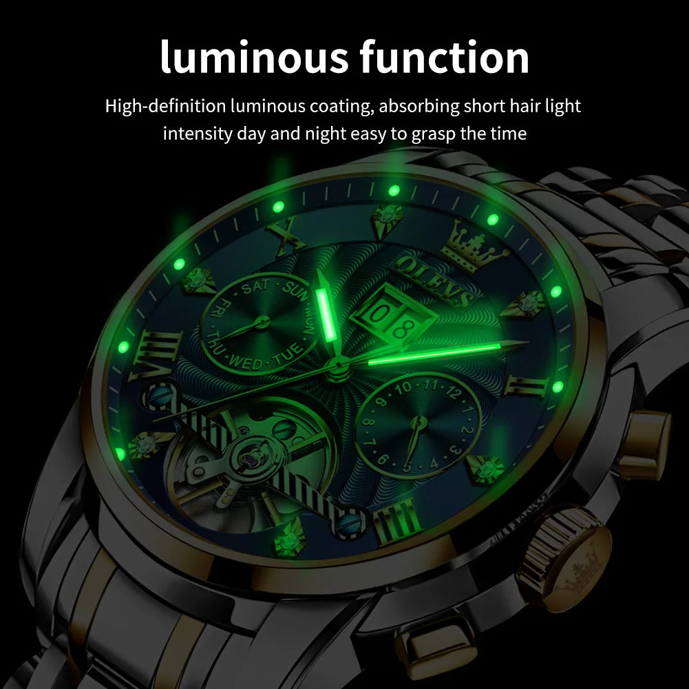 OLEVS Men's Skeleton Flywheel Automatic Mechanical Watch