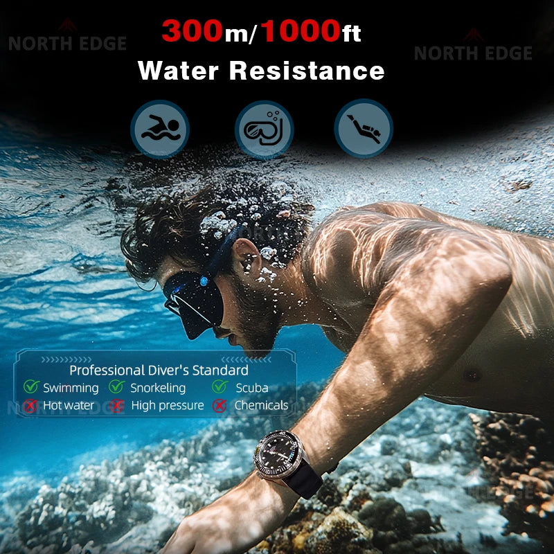 NORTH EDGE TRITON-TI Solar-Powered Titanium Diving Watch – 300M Waterproof