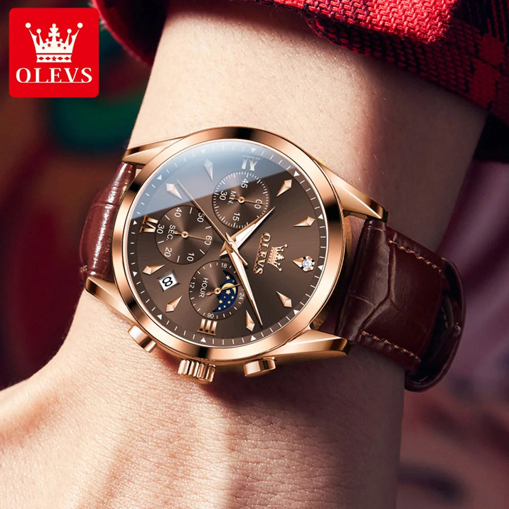OLEVS Men's Luxury Multifunctional Quartz Watch – Luminous Waterproof