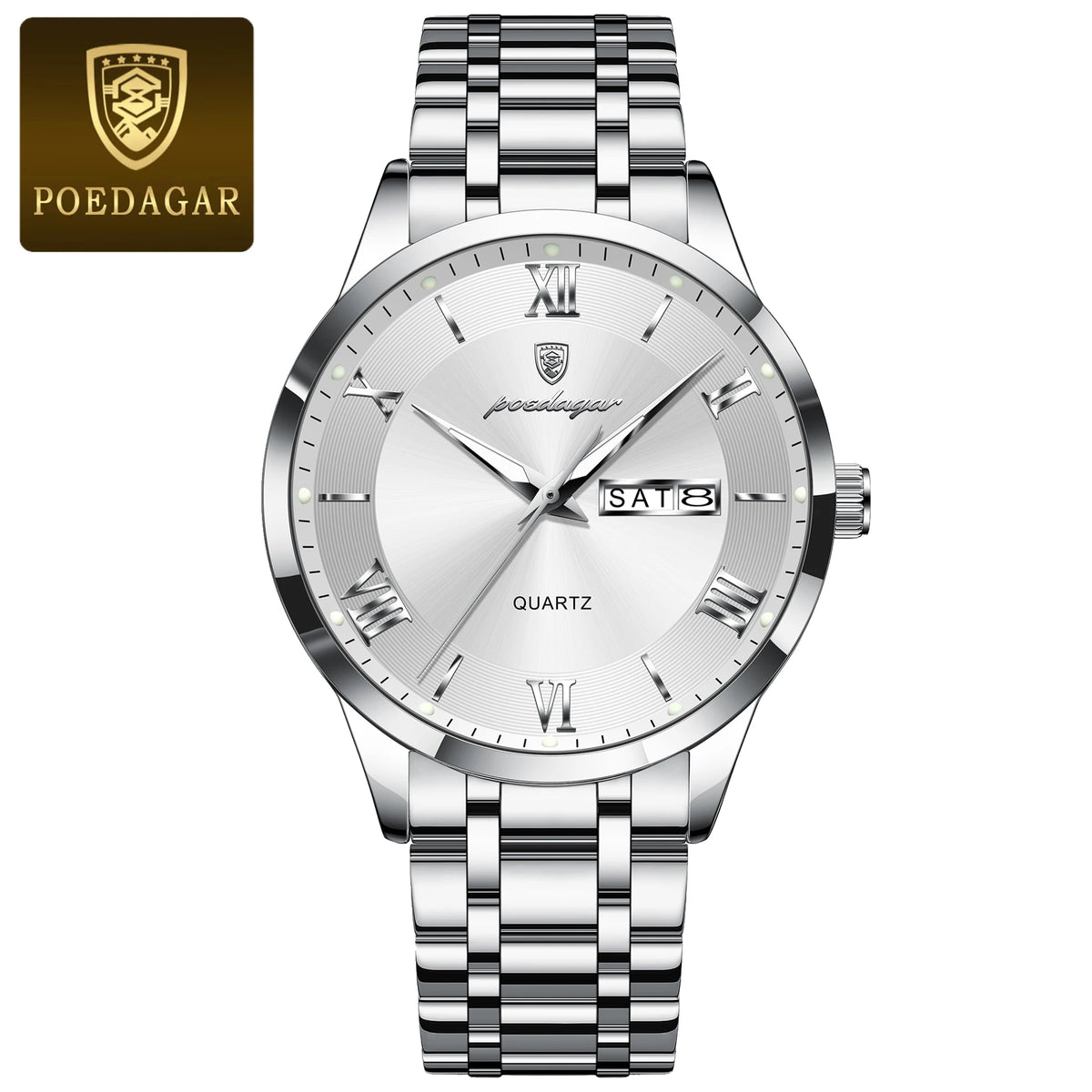 POEDAGAR Men's Luxury Sports Quartz Watch – Date & Week Display