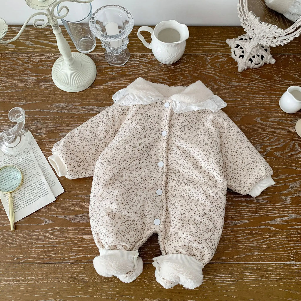 Korean Baby Cotton Jumpsuit - Cozy Floral Hooded Snuggles for Your Little One