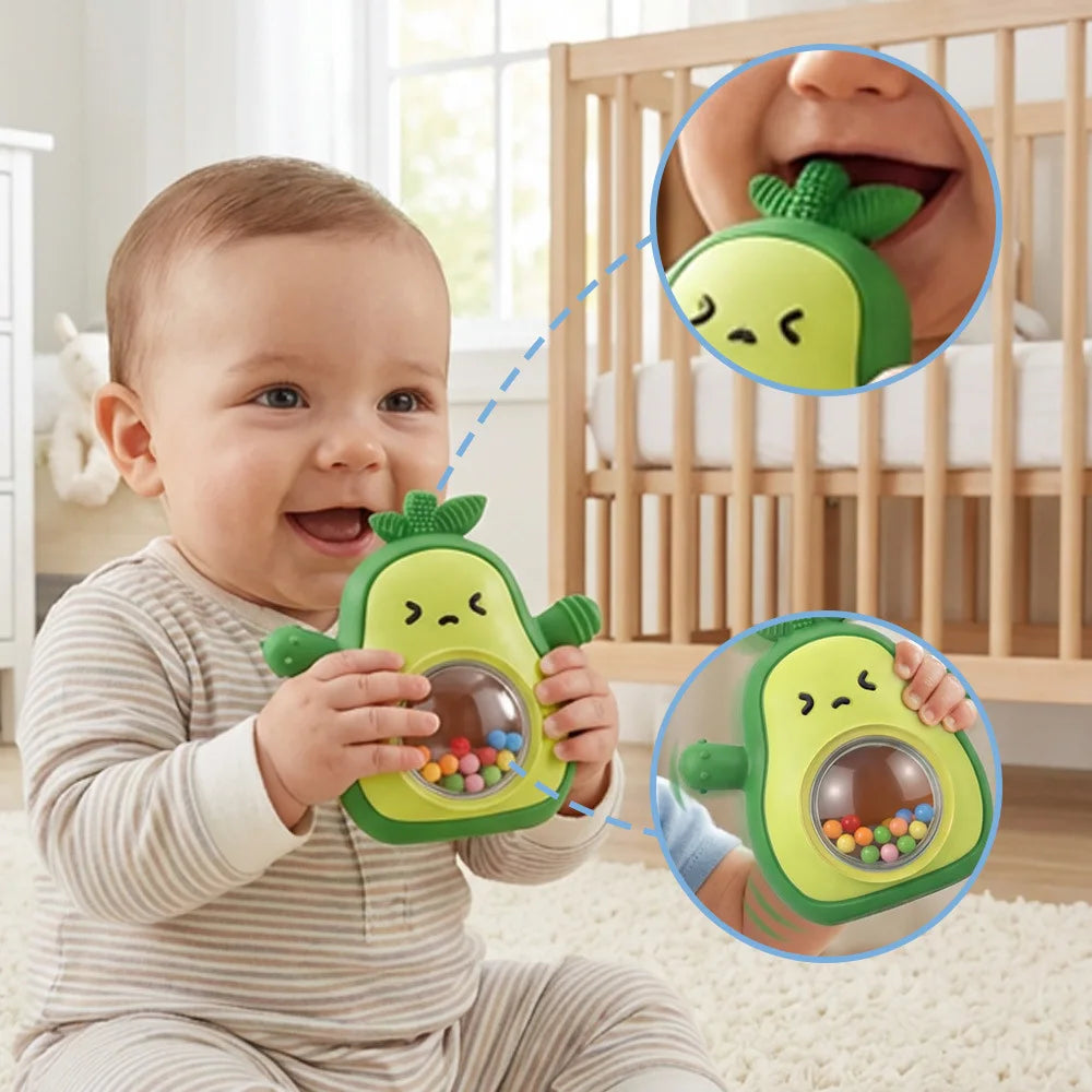 BPA-Free Baby Teething Toy - Avocado Silicone Teether for Soothing and Fun - Pretty & Polished