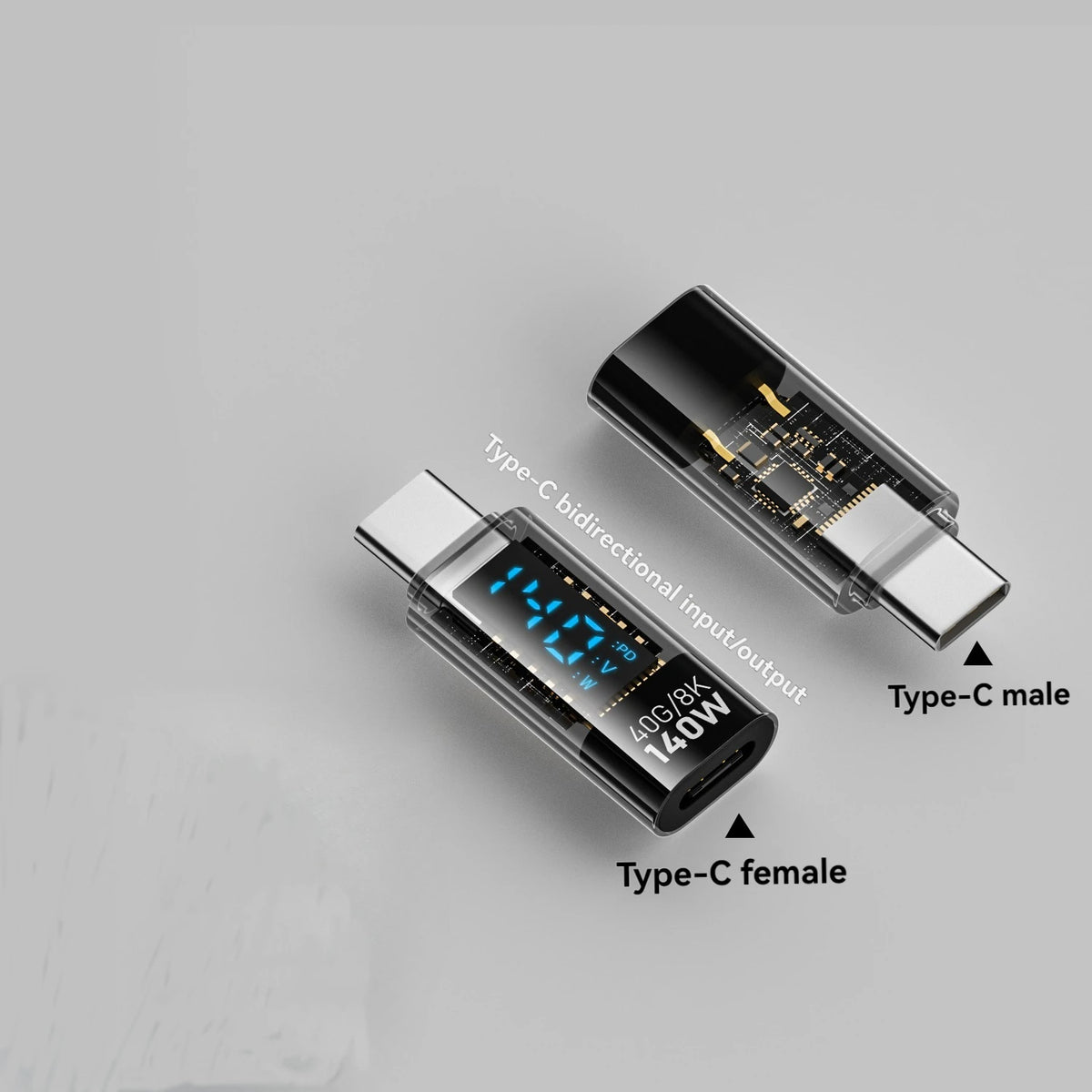 NNBILI USB-C Power Meter Tester – PD 140W LED Display, USB4.0 40Gbps for iPhone & MacBook