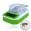 Portable Battery USB Charger with LCD Indicator – US/EU Plug Adapter
