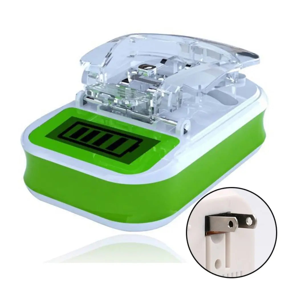 Portable Battery USB Charger with LCD Indicator – US/EU Plug Adapter