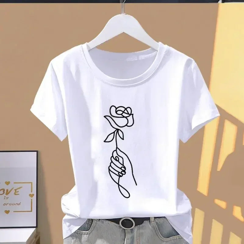 Women's Flower Graphic Print T-Shirt – Harajuku Streetwear Tee