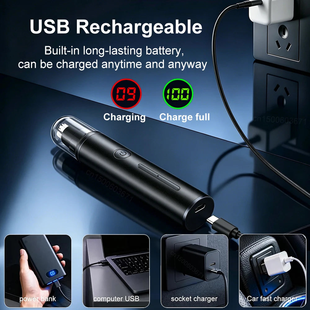 USB Rechargeable Nose & Ear Hair Trimmer – Painless Precision Grooming