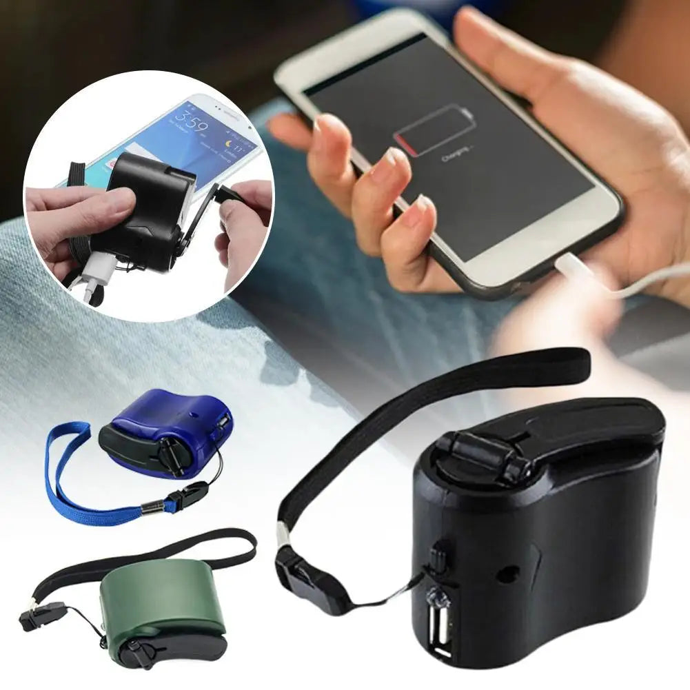 Portable Hand-Crank Emergency Charger – Power Bank & USB Light for Camping