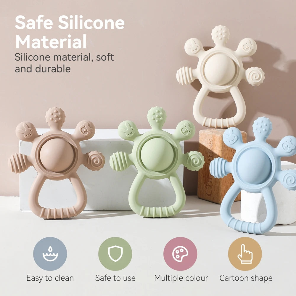 Gentle Gum Relief and Fun Playtime - BPA Free Silicone Baby Teether - Pretty & Polished
