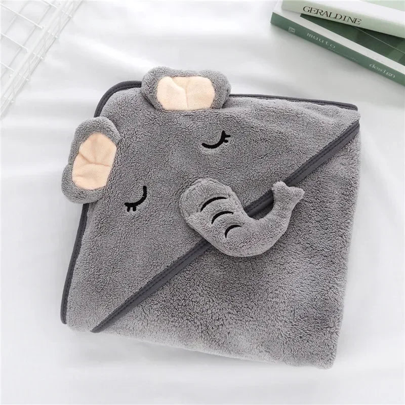 Cozy Baby Bathrobe and Towel - Soft Hooded Cartoon Coral Fleece for Boys and Girls - Pretty & Polished