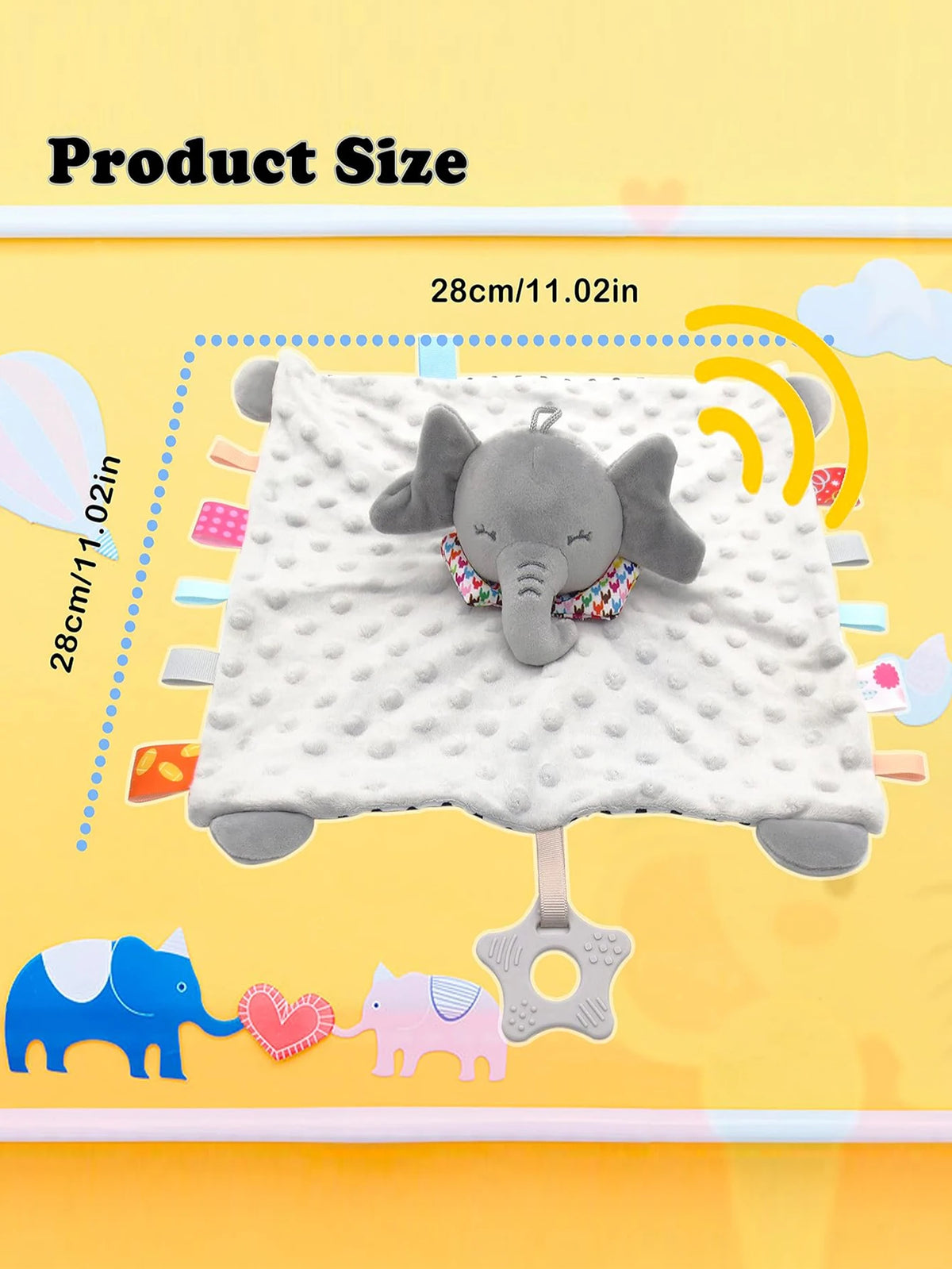 Elephant Baby Comforter Blanket Soft Appease Towel Baby Rattle Animals Toys Soothe Reassure Sleeping Towel Lathe HangingToddler - Pretty & Polished