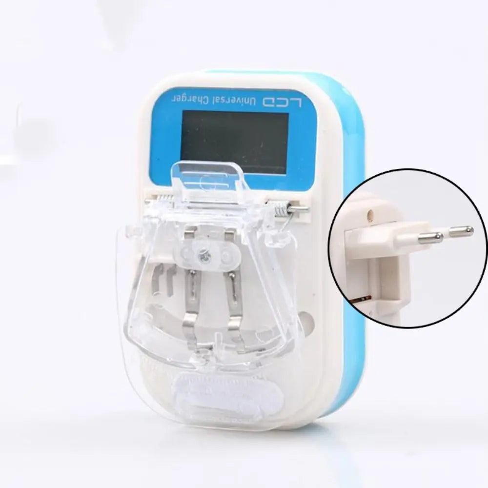 Portable Battery USB Charger with LCD Indicator – US/EU Plug Adapter
