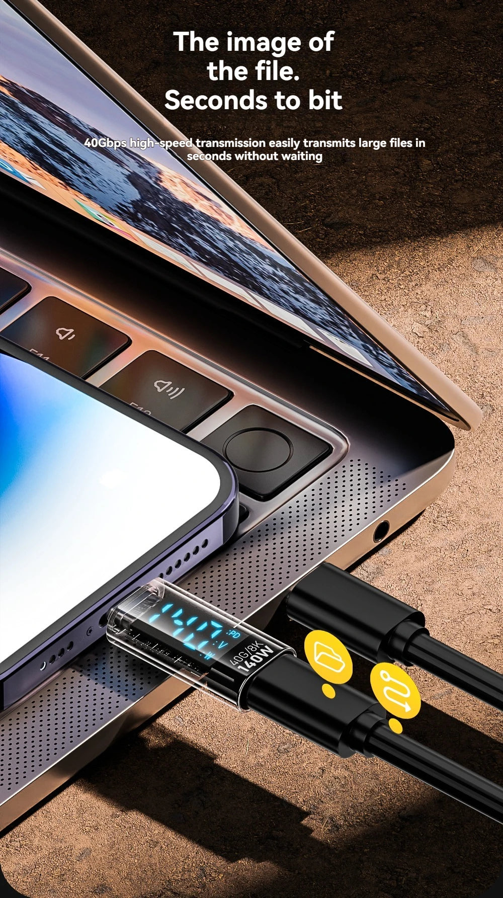 NNBILI USB-C Power Meter Tester – PD 140W LED Display, USB4.0 40Gbps for iPhone & MacBook