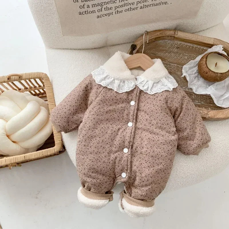 Korean Baby Cotton Jumpsuit - Cozy Floral Hooded Snuggles for Your Little One