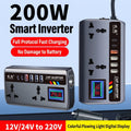 Portable Car Power Inverter – 12V to 110V / 24V to 220V with 4 USB Ports