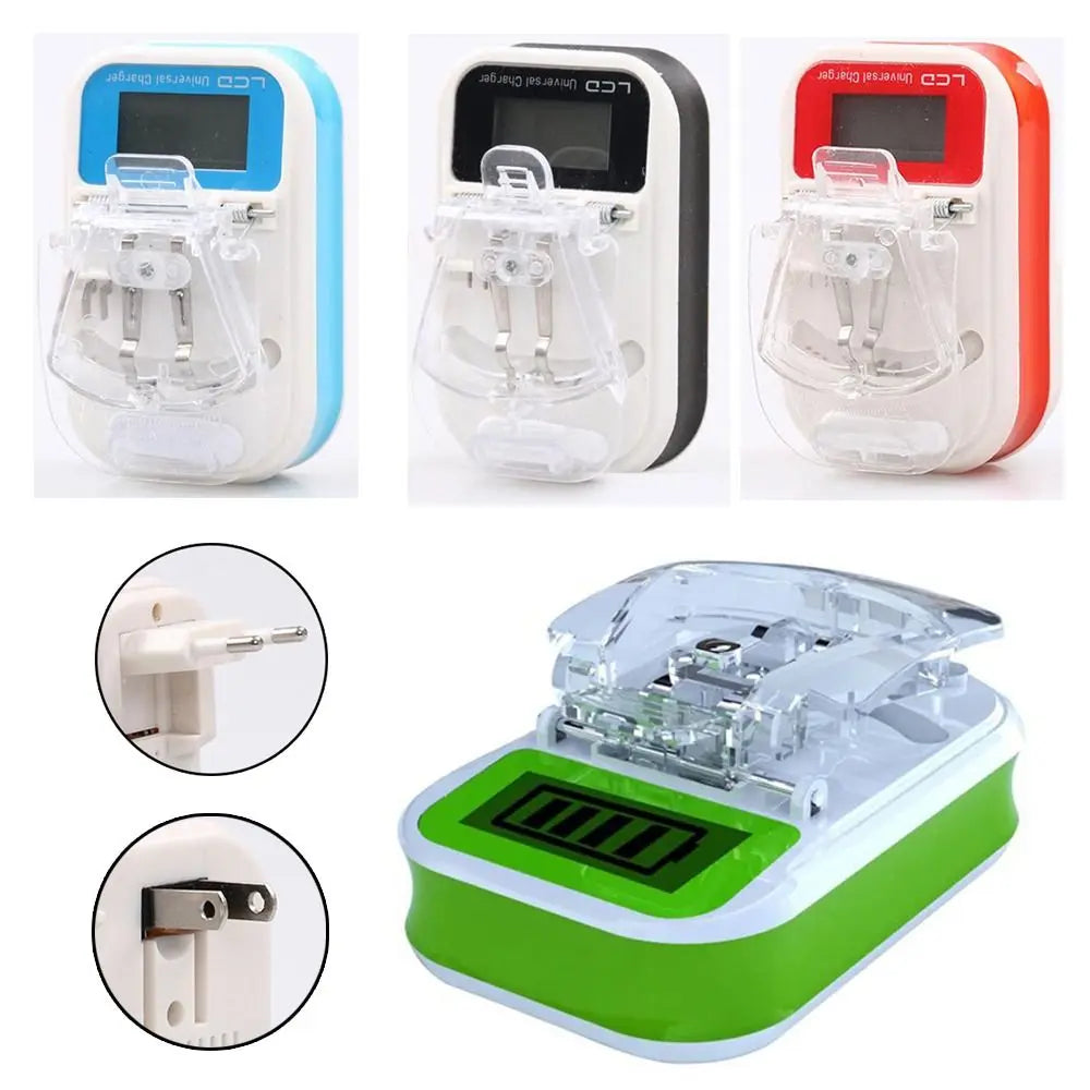 Portable Battery USB Charger with LCD Indicator – US/EU Plug Adapter